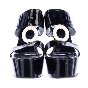 Ruthie Davis Patent Leather Animal Print Slides